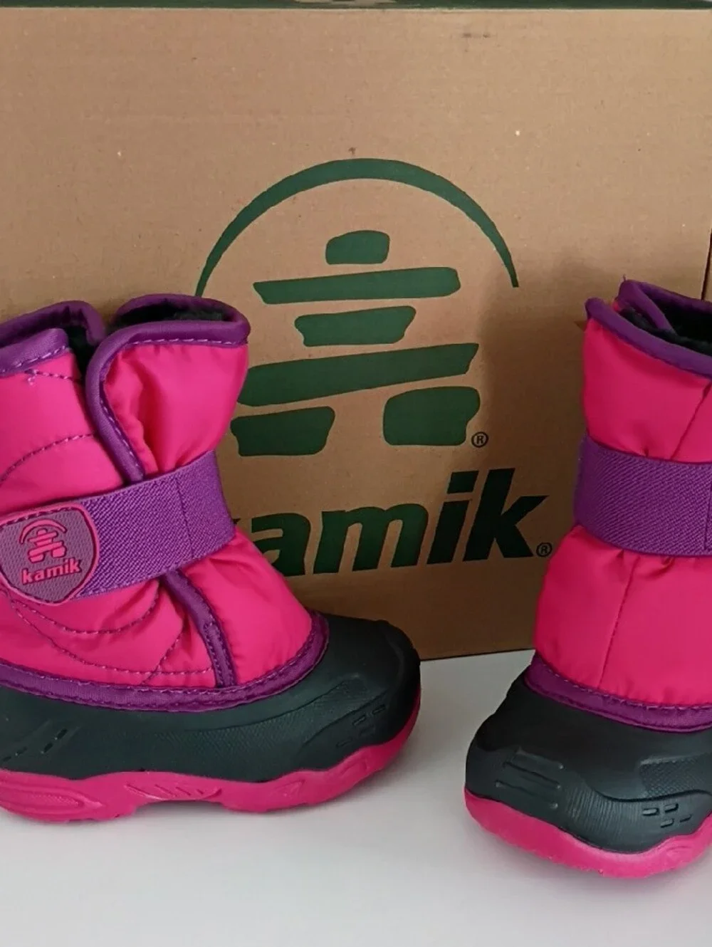 Kamik Kids Pink and Purple Strap Snow Boots